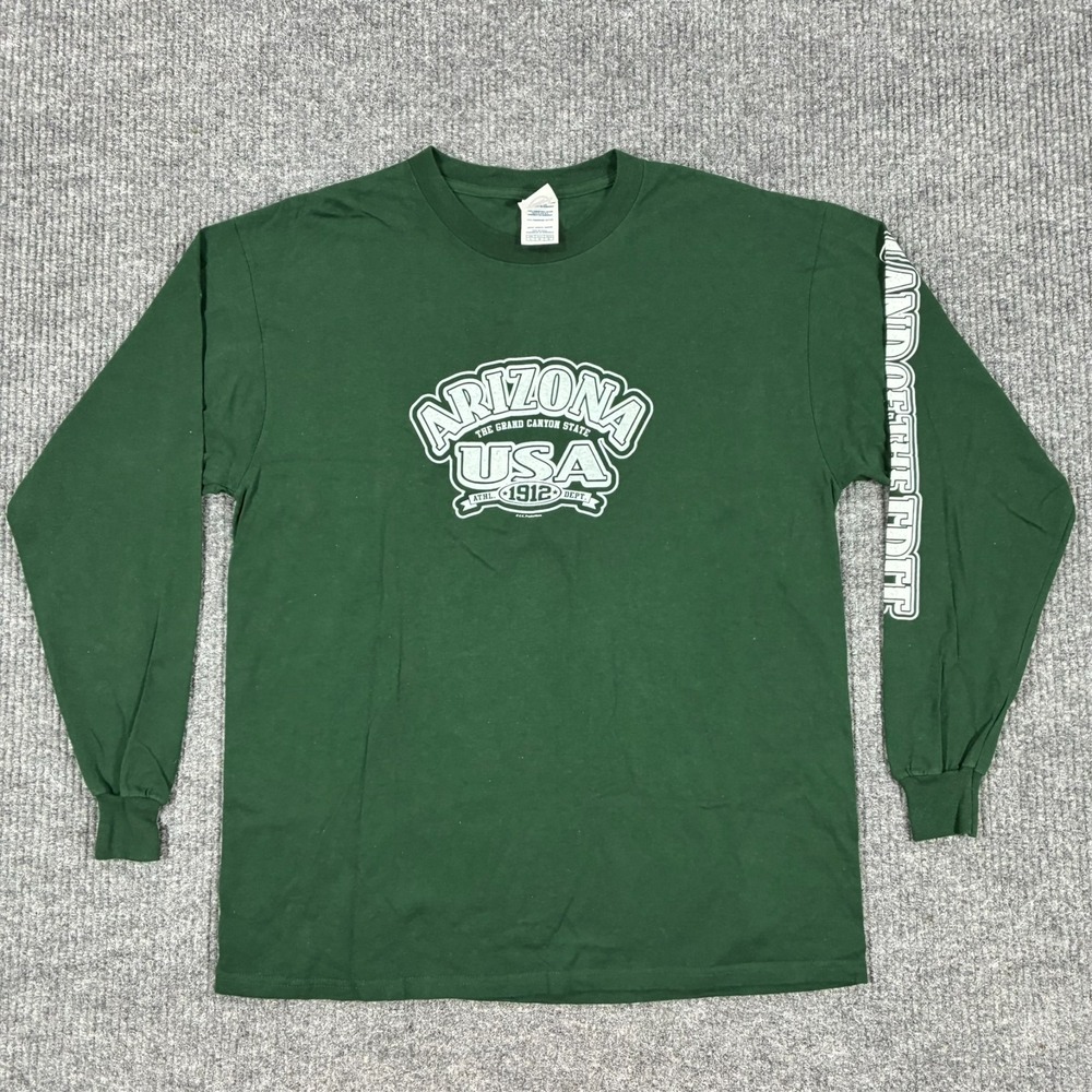 Vintage Arizona USA Long Sleeve Graphic T Shirt Mens L Delta Pro Weight Green